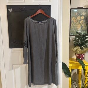 Sears Charcoal Long Sleeve Mini Shift Dress